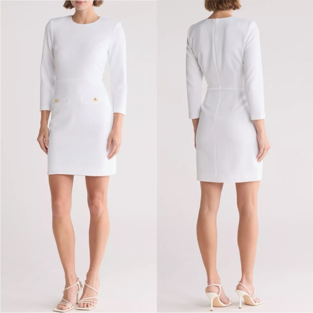 Veronica Beard White Dress with Gold Accents